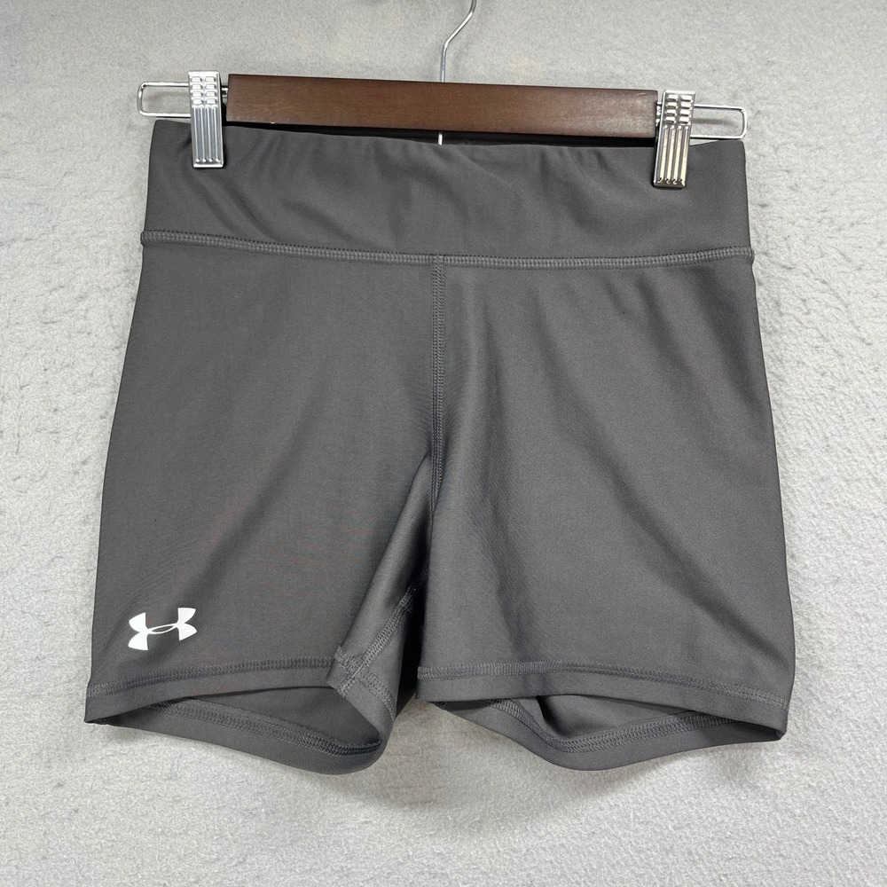 Under Armour Compression Shorts Womens M Gray HeatGear Stretch Athletic Gym
